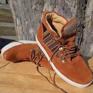 Women’s Rust Suede Lace-Up Ankle Booties with Accent Panel